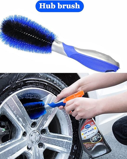 Car Wash Brush With Long Handle, Chenille Microfiber Mop Mitt, 1 Replacement Head, Wheel Brush Extension Pole, Cleaning Kit With Towels for Cars Trucks 5PCS