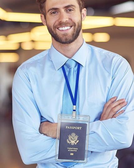 200 Pack Clear Plastic Passport Identification Card Holders, 4x6 Inch Vertical No Zipper Plastic Name Badge ID Card Holders
