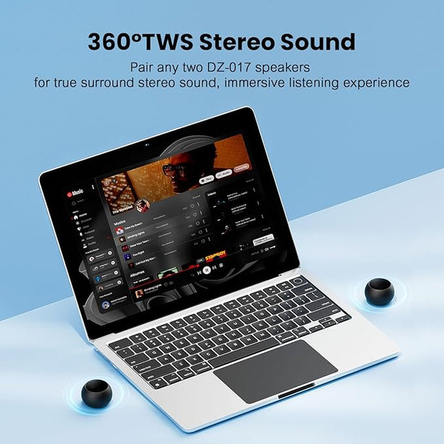 Small Speaker, Portable Bluetooth Speaker with Loud Stereo Sound and Robust Bass, Mini Speaker with Lanyard Easy to Carry, Brief Design, IPX7 Waterproof for Shower, Room, Biking, Hiking, Black