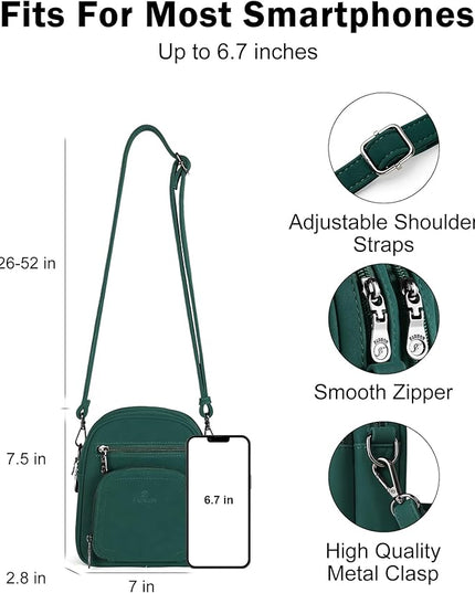 FADEON Small Purses for Women Crossbody Bags, Designer PU Leather Mini Cross Body Purse Travel Shoulder Bag Card Slots