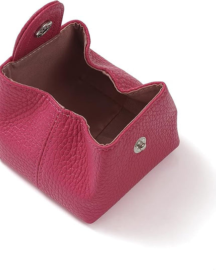 Cockatoo Genuine Leather Coin Pouch Change Holder, Mini Snap Pocket Wallet for Men Women (Fuchsia, Large)
