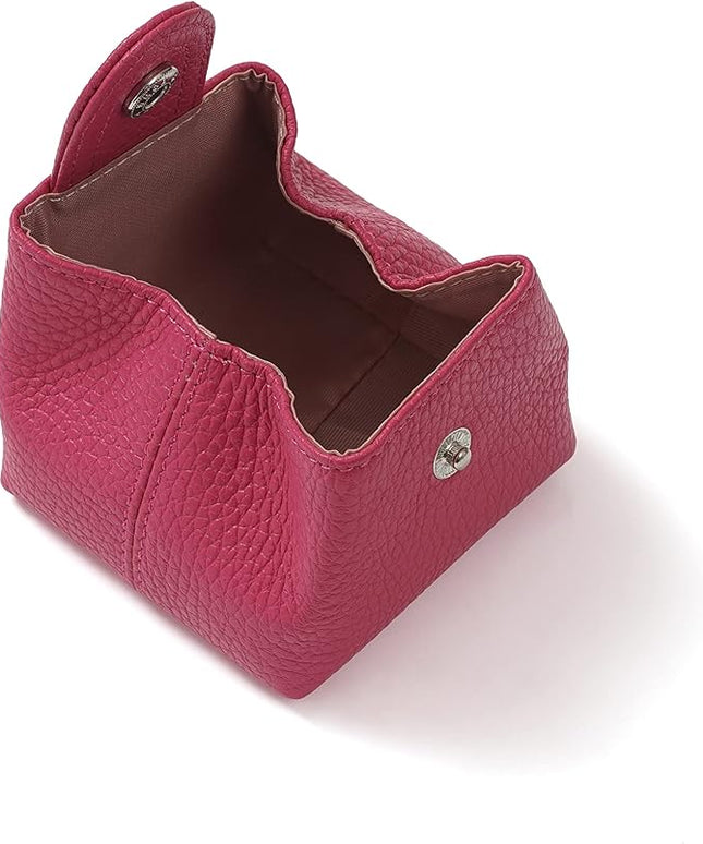 Cockatoo Genuine Leather Coin Pouch Change Holder, Mini Snap Pocket Wallet for Men Women (Fuchsia, Large)