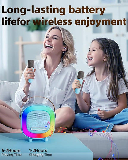 Mini Karaoke Machine Speaker for Kids Adults, Portable Bluetooth with 1 Wireless Microphones, Children's Day Birthday Gift Ideas for Toys for Teens Boys and Girls Aged 4, 5, 6, 7, 8, 9, 10, 11, 12+