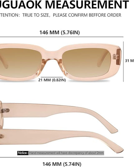 KUGUAOK Retro Rectangle Sunglasses Women and Men Vintage Small Square Sun Glasses UV Protection Glasse