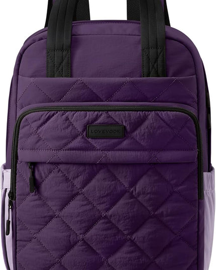 LOVEVOOK Travel Backpack for Women, 15.6 Inch Quilted laptop Backpack With Pouch Pocket for Large Capacity Cup, Large Capacity Work Bag College Bookbag, Carry On Personal Item Bag