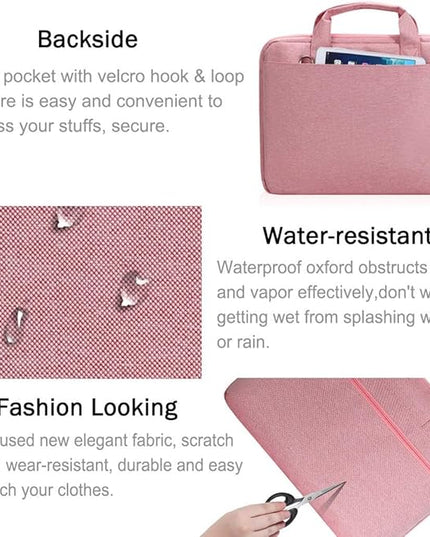 Voova Laptop Bag 13-14 Inch, 360° Protective Laptop Case Sleeve with Shoulder Strap Compatible with Macbook Air 13, MacBook Pro 13/14, Waterproof Computer Bag Slim Briefcase for Men Women, Pink