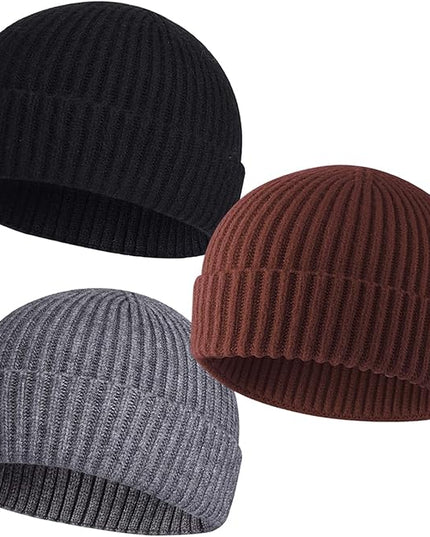 50% Wool Warm Cuffed Swag Knit Short Fisherman Beanie for Men Women Winter Hats Trawler Skull Cap