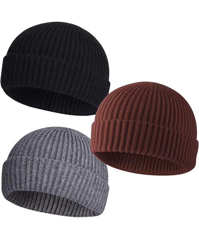 50% Wool Warm Cuffed Swag Knit Short Fisherman Beanie for Men Women Winter Hats Trawler Skull Cap