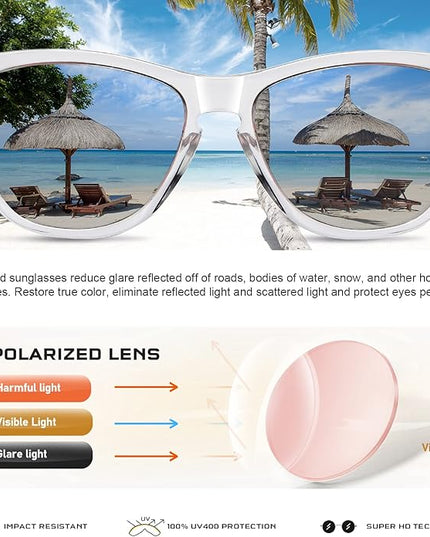 DANAMY Sunglasses Womens Polarized Sunglasses for Women Trendy Designer Mirrored UV400 Protection Sun Glasses