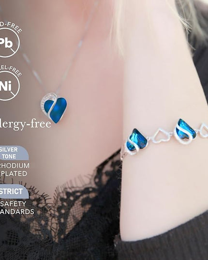 Leafael Infinity Love Heart Link Bracelets, Birthstone or Healing Stone Crystal Bracelet for Women, Silver Tone Jewelry Gifts for Her, 7-inch Chain and 2-inch Extender