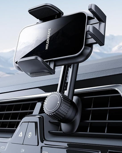 Phone Mount for Car Vent: [Never Blocking] Air Vent Cell Phones Holder for iPhone & Samsung Android Smartphone [Thick Cases Friendly] Hands-Free Auto Mobile Phone Stand (Acrylic)