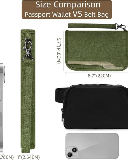 ZOPPEN Passport Holder Family RFID Passport Wallet, Passport Holder Women/Men, Travel Wallet Documents Organizer Zipper Case with Removable Wristlet Strap, Travel Essentials for Flying