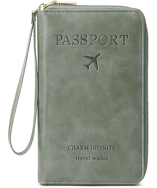 Multi-Function RFID Travel Passport Wallet with Phone Pocket - Ultimate Passport Holder for Women & Men | Holds Phones, Passports, Cash, Cards & Boarding Passes (Green)