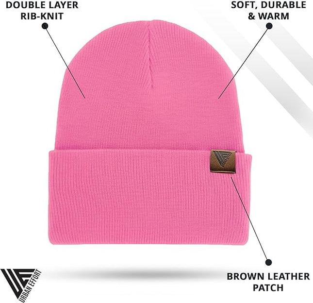 Urban Effort Beanie for Men Women – Warm Acrylic Unisex Knit Winter Hats for Men, Soft Stretch Fit, Classic Streetwear Style