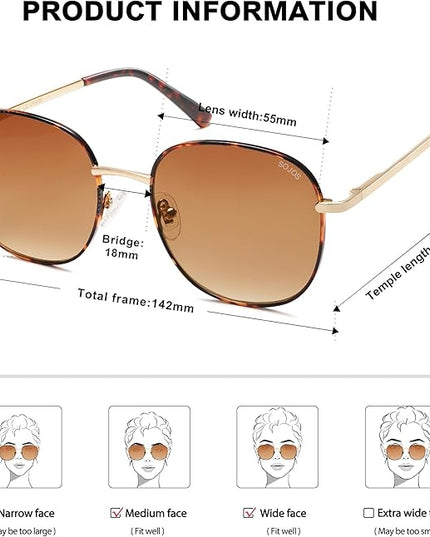 SOJOS Classic Trendy Square Sunglasses for Women Men Cute Big Frame Gold Shades SJ1137