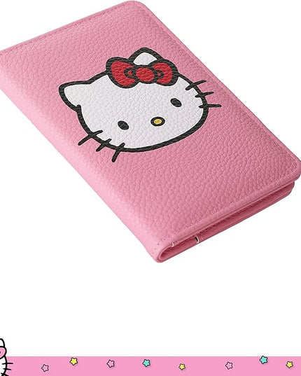 Hello Kitty Pebbled Pink Passport Holder for Travel Official License, Sanrio Passport Cover for Women