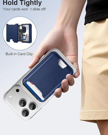 TopMade for Magsafe Wallet, Strongest Magnetic Card Holder for iPhone 17, iPhone 16/15/14/13/12 Series, Leather Magnetic Phone Wallet with Powerful Magnet, RFID Blocking, Fit 4 Cards, Dark Blue
