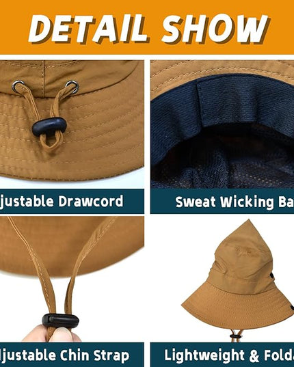 Sun Hats for Men Women Fishing Hat UPF 50+ Quick Dry Foldable Bucket Hat Adjustable Safari Hat for Beach Hiking