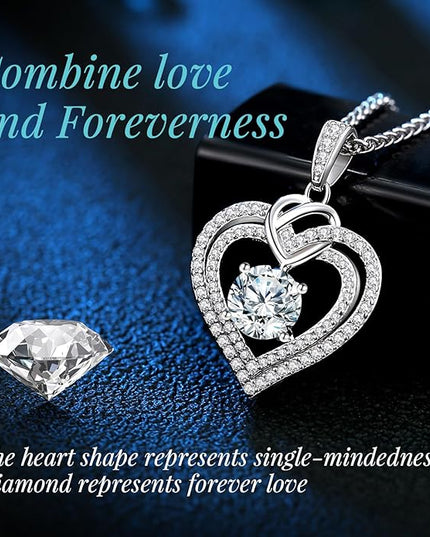OOBEE Moissanite Heart Necklaces for Women, 1- 4 Carat Moissanite 925 Sterling Silver Gold Plating Fine Women Necklace，Ideal Anniversary Birthday Christmas Valentine Mothers Day Jewelry Gifts for Mom Wife Her Girlfriend