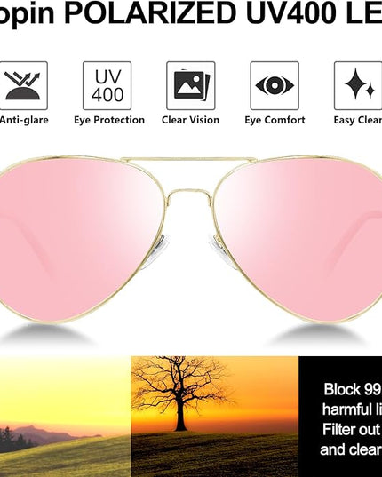 Joopin Polarized Metal Aviation Sunglasses Men, Classic Military Sun Glasses Women, Rectangle Shades UV400 Protection Costume