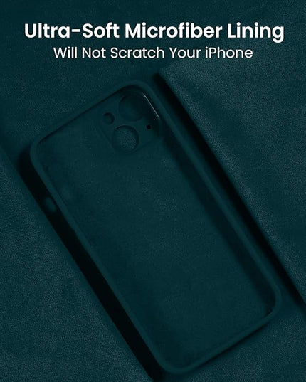 FireNova Designed for iPhone 13 Case, Silicone Upgraded [Camera Protection] Phone Case with [2 Screen Protectors], Soft Anti-Scratch Microfiber Lining Inside, 6.1 inch, Teal