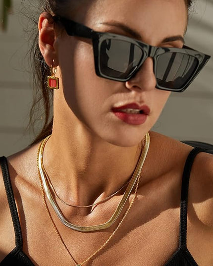18K Gold Plated Chunky Hoop Earrings for Women Fashion Thick Gold Hoops Set Jewelry for Birthday Christmas Gifts