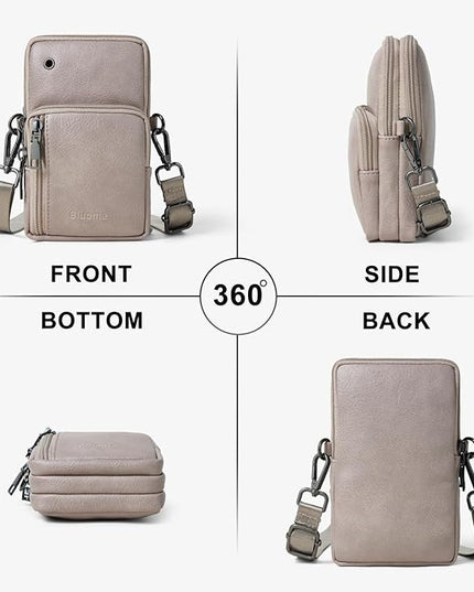 Bluome Small Crossbody Phone Purse for Women –PU Leather Crossbody Handbag Wallets Shoulder Travel Bag with Headphone Jack