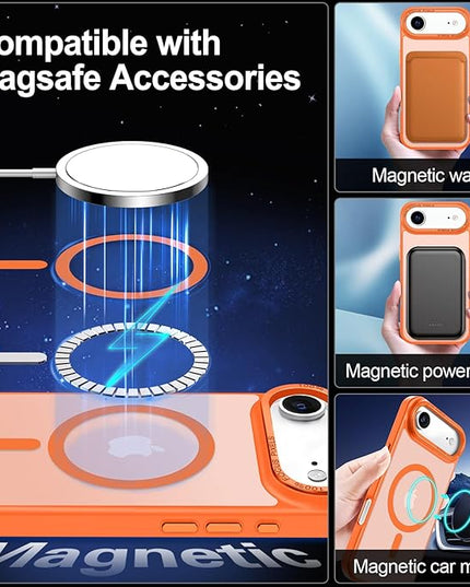 Hython Case for iPhone Air Case Magnetic Translucent Matte Phone Cases 6.5" [Compatible with MagSafe] Thin Slim Fit Shockproof Bumper Hard Protective Cover for Women Men Girls, Frosted Orange