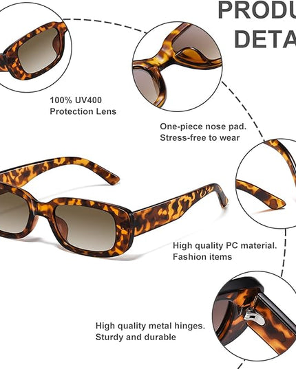 JASPIN Rectangle Sunglasses for Women Men Trendy Y2k Retro 90s Sun Glasses UV Protection Cool Square Frame