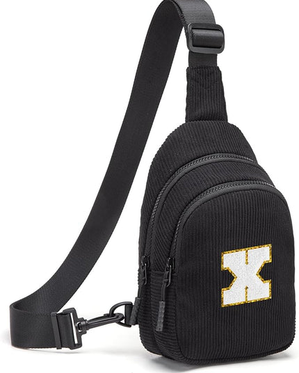 Viverte Small Corduroy Sling Bag Initial Crossbody Bag Fanny Pack for Girls Personalized Birthday Gifts for Teen Girls Gifts