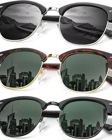 KALIYADI Sunglasses Men Polarized Sunglasses for Men Women Unisex Semi-Rimless Frame Retro Driving Sun Glasses UV Blocking