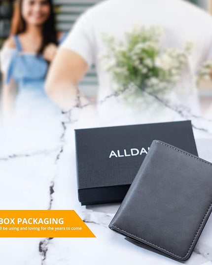 Alldaily Small RFID Wallet for Women Slim Compact Bifold Pocket Ladies Travel Mini Purse (Grey)
