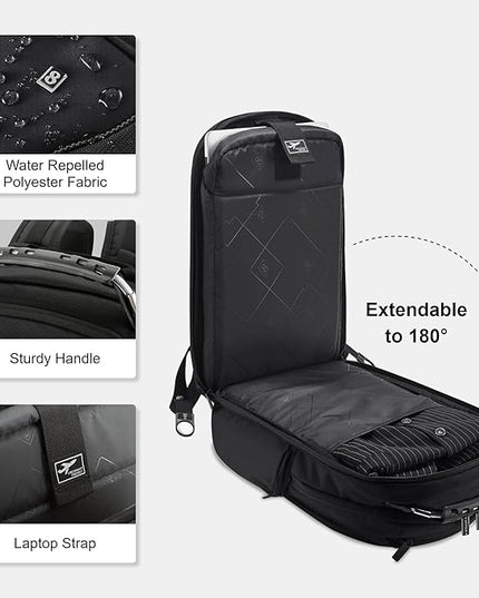 LEVEL8 Laptop Backpack, Work Backpack for Men Women, Travel Computer Bag for Business Fits 15.6" Laptop and Notebook - Black