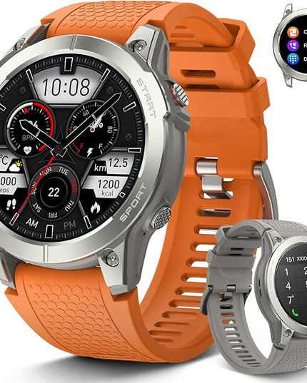 Smart Watch for Men GPS Fitness: 1.43" AMOLED Military Make Answer Call Running Digital Mens Watches Waterproof Smartwatch Android Phone iPhone Samsung Compatible Step Tracker SpO2 Heart Rate Monitor