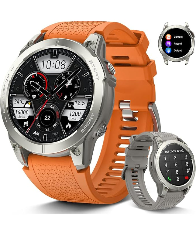 Smart Watch for Men GPS Fitness: 1.43" AMOLED Military Make Answer Call Running Digital Mens Watches Waterproof Smartwatch Android Phone iPhone Samsung Compatible Step Tracker SpO2 Heart Rate Monitor