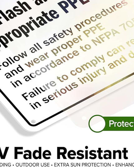 Warning Arc Flash And Shock Hazard Appropriate PPE Required Sign, 10x14 Inches, 55 mil thick HDPS (high density polystyrene), Made in USA by My Sign Center