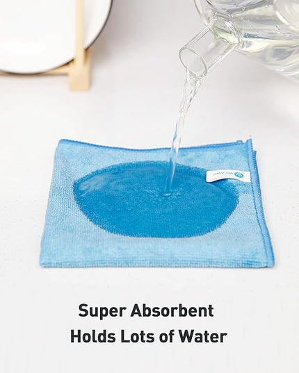 Blue Microfiber Cleaning Cloth 13"x13", Ultra Soft Absorbent Microfiber Cleaning Rags for Housekeeping Cleaning Supplies, Lint Free Reusable Cleaning Cloths for House Washable, Pack of 12