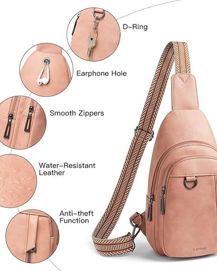 7L Sling Bag for Women Men Leather Small Sling Backpack Daypack Anti Theft Fanny Pack Crossbody Purse Travel