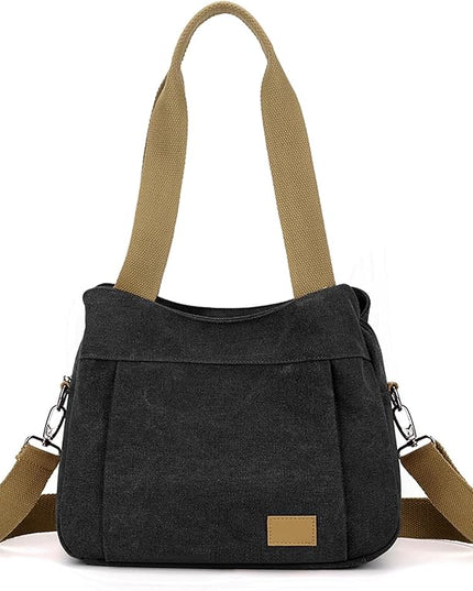 Sunshinejing Women's Canvas Purse Small Shoulder Tote Work Crossbody Bag Multi-pocket Handbag
