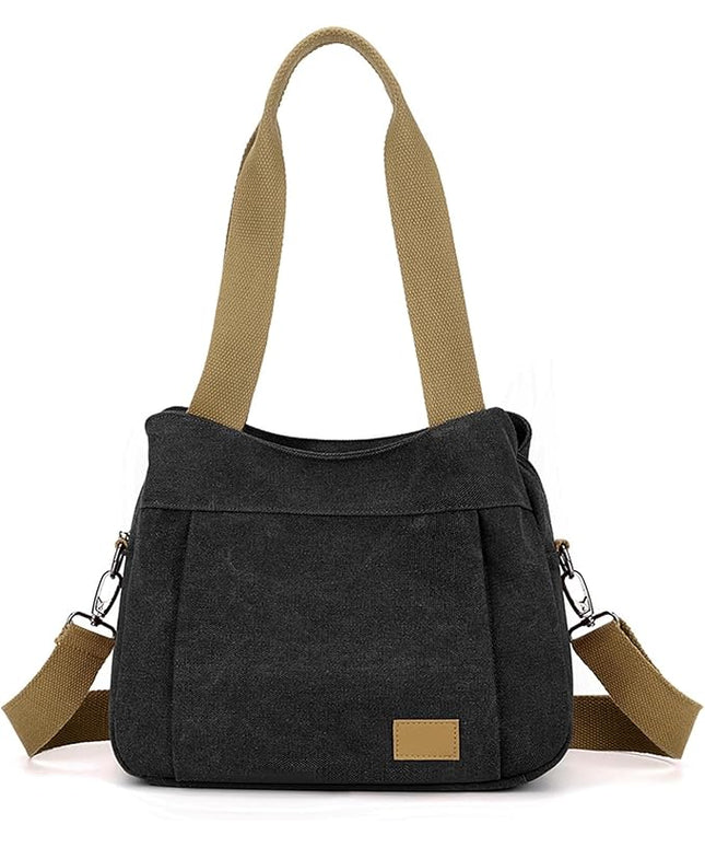 Sunshinejing Women's Canvas Purse Small Shoulder Tote Work Crossbody Bag Multi-pocket Handbag
