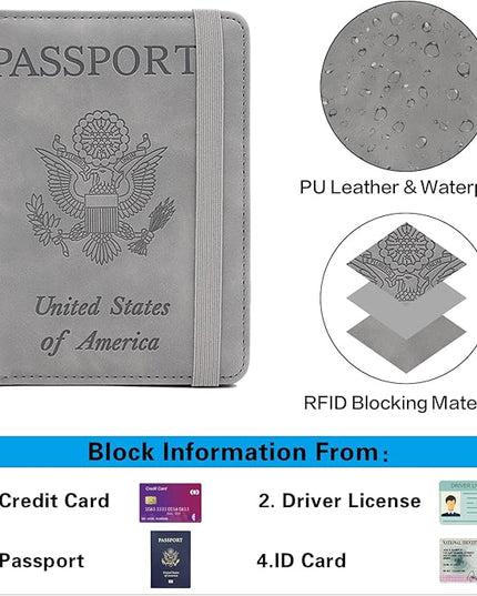 Melsbrinna Premium Leather Passport Holder Covers Case, Waterproof Rfid Blocking Travel Wallet Passport Holder with Pen Holder, Cute Passport Book for Women/Men