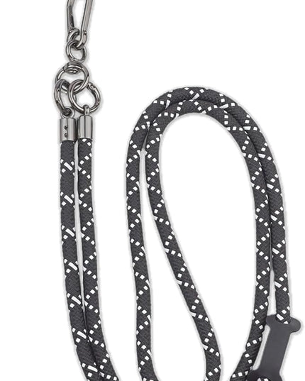 Phone Lanyard Universal Cell Phone Strap Crossbody Strap for iPhone Lanyard Around the Neck Extra Long Rope with Tether Tab for Men and Women (White on Black)