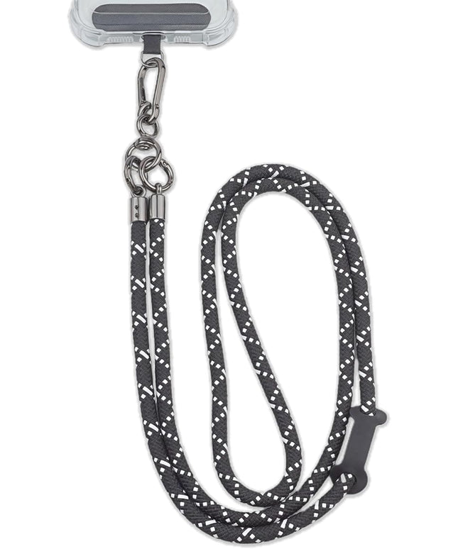Phone Lanyard Universal Cell Phone Strap Crossbody Strap for iPhone Lanyard Around the Neck Extra Long Rope with Tether Tab for Men and Women (White on Black)