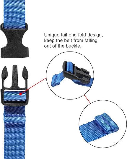 Vigorport Utility Straps Quick Release Nylon Backpack Accessory Bag Strap,Adjustable for Hiking,Travel,Outdoor Sports-4 Pack (Blue, 0.75" W-40 L)