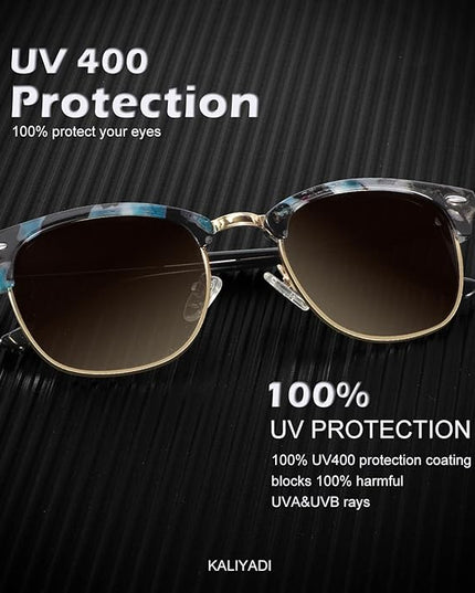 KALIYADI Polarized Sunglasses for Men and Women Semi-Rimless Frame Driving Sun glasses UV Blocking