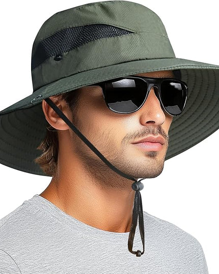 PFFY Sun Bucket Hats for Men Women 3” Wide Brim UPF 50+ Fishing & Beach Hat
