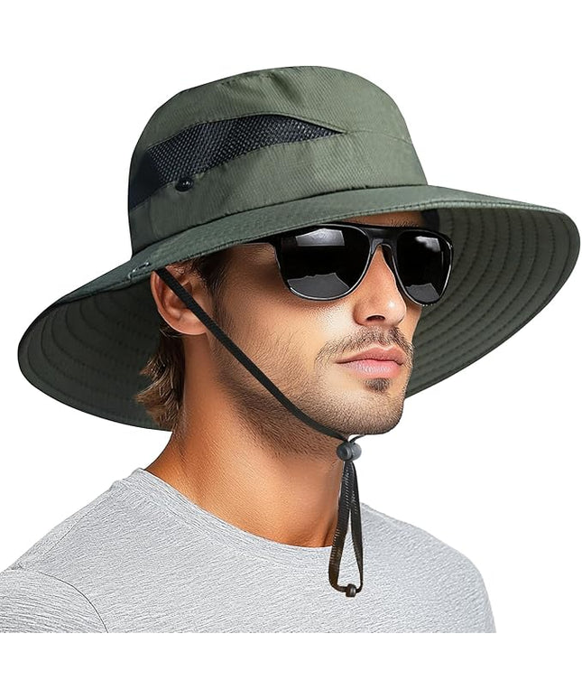 PFFY Sun Bucket Hats for Men Women 3” Wide Brim UPF 50+ Fishing & Beach Hat