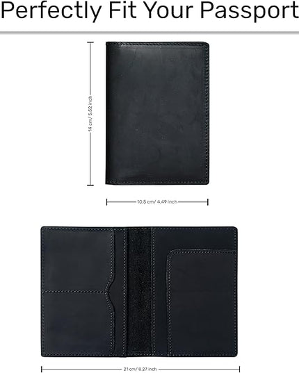 HIFA Leather Passport Holder, Handmade Passport Cover with Card and Ticket Slot - Genuine Leather, Elegant Design, Easy Access - Passport Case, Passport Wallet, Passport Holder