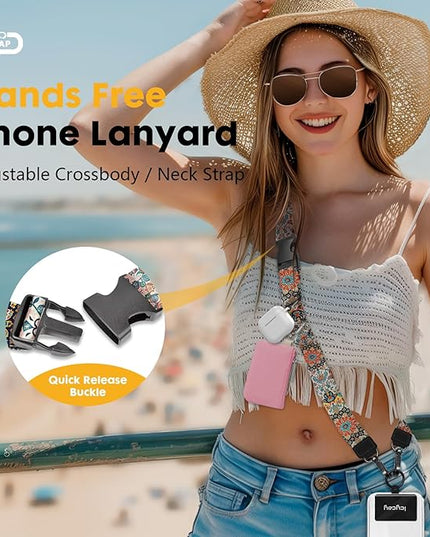 Phone Lanyard Crossbody, Boho Cell Phone Strap for Around The Neck Adjustable, Anti Theft Cute Lanyard for iPhone Case ID Holder Keys Accessories Travel Essential