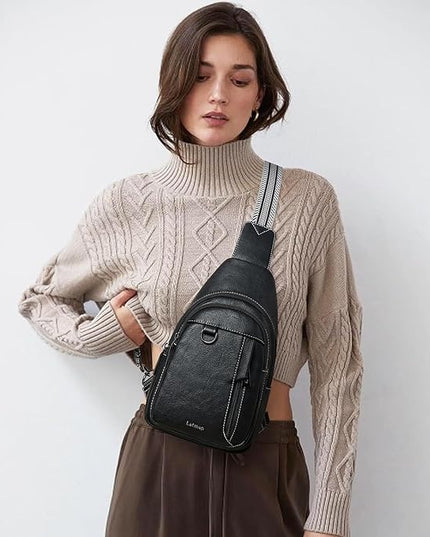 7L Sling Bag for Women Men Leather Small Sling Backpack Daypack Anti Theft Fanny Pack Crossbody Purse Travel
